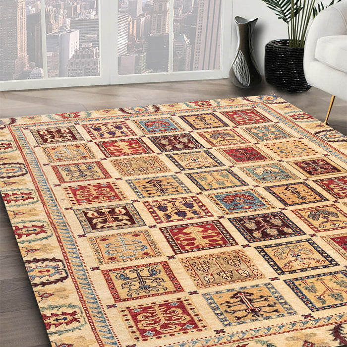 Abstract Chestnut Red Oriental Rug in Family Room, abs3397