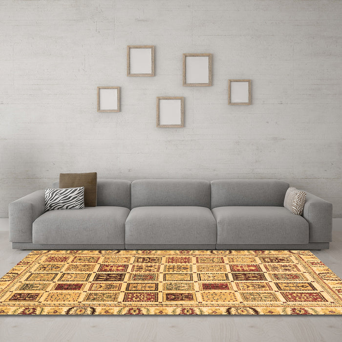 Machine Washable Oriental Brown Modern Rug in a Living Room,, wshabs3397brn