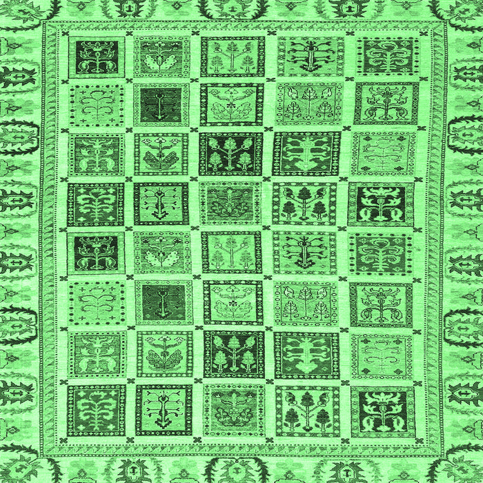 Square Machine Washable Oriental Emerald Green Modern Area Rugs, wshabs3397emgrn