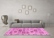 Machine Washable Oriental Pink Modern Rug in a Living Room, wshabs3397pnk