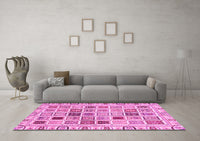 Machine Washable Oriental Pink Modern Rug, wshabs3397pnk