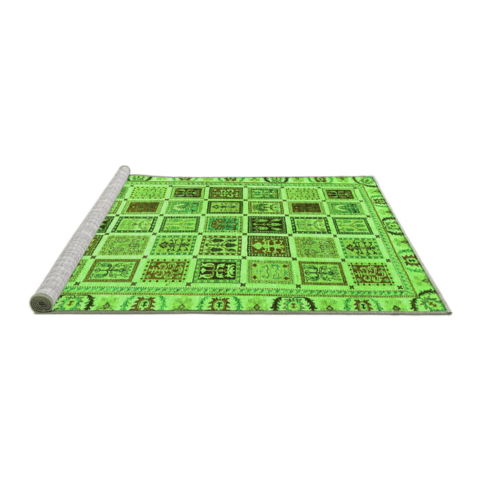 Sideview of Machine Washable Oriental Green Modern Area Rugs, wshabs3397grn