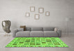 Machine Washable Oriental Green Modern Area Rugs in a Living Room,, wshabs3397grn