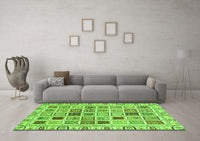 Machine Washable Oriental Green Modern Rug, wshabs3397grn