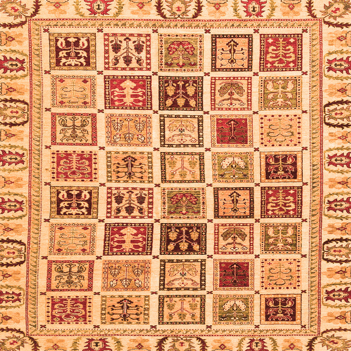 Square Machine Washable Oriental Orange Modern Area Rugs, wshabs3397org