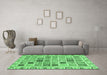 Machine Washable Oriental Emerald Green Modern Area Rugs in a Living Room,, wshabs3397emgrn