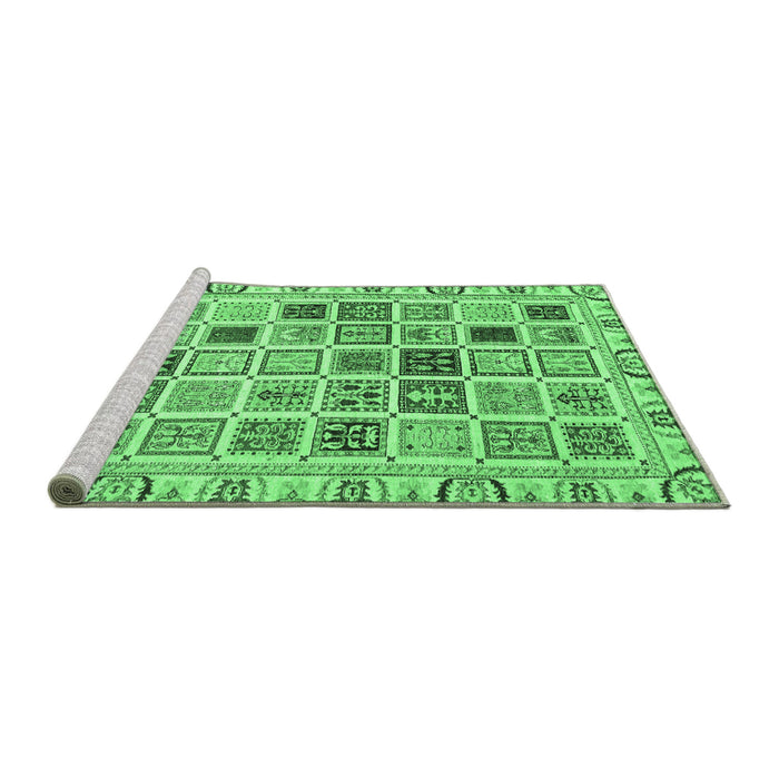 Sideview of Machine Washable Oriental Emerald Green Modern Area Rugs, wshabs3397emgrn