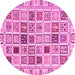 Round Oriental Pink Modern Rug, abs3397pnk