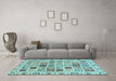 Machine Washable Oriental Light Blue Modern Rug in a Living Room, wshabs3397lblu