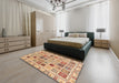 Abstract Chestnut Red Oriental Rug in a Bedroom, abs3397