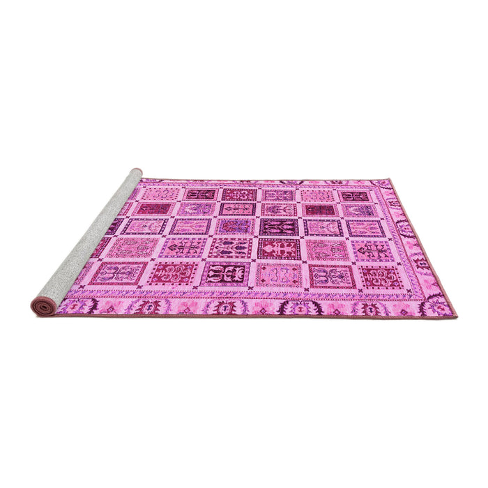 Sideview of Machine Washable Oriental Pink Modern Rug, wshabs3397pnk