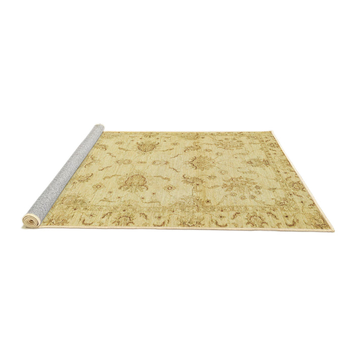 Sideview of Machine Washable Abstract Mustard Yellow Rug, wshabs3398