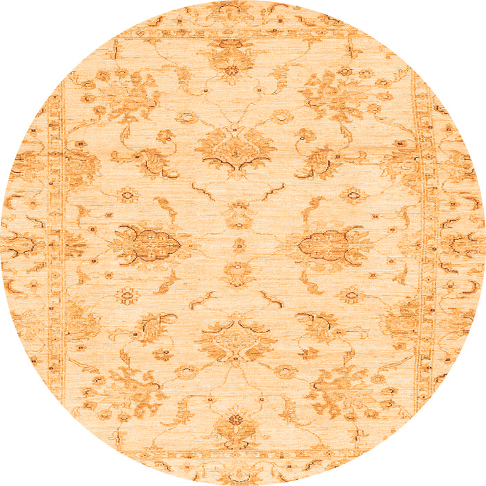 Round Machine Washable Oriental Orange Modern Area Rugs, wshabs3398org