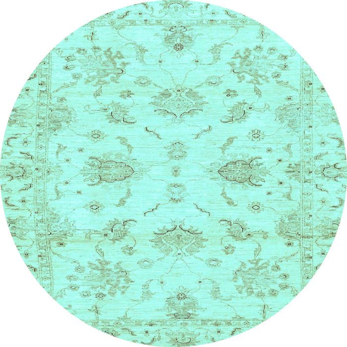 Round Oriental Light Blue Modern Rug, abs3398lblu