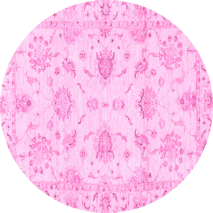 Round Oriental Pink Modern Rug, abs3398pnk