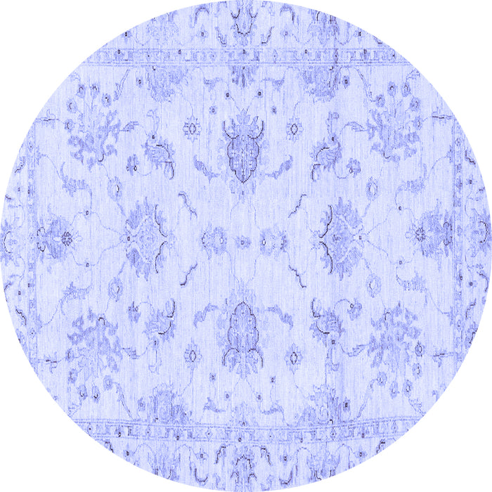 Round Machine Washable Oriental Blue Modern Rug, wshabs3398blu