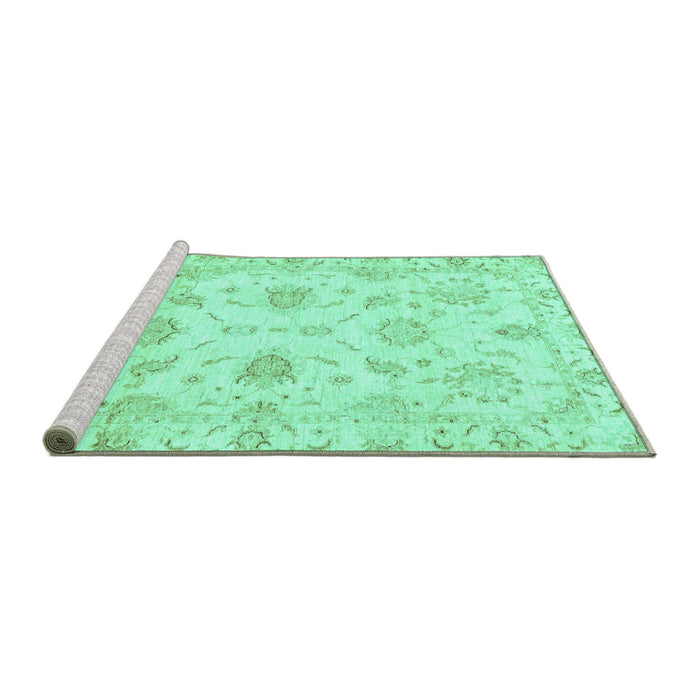 Sideview of Machine Washable Oriental Turquoise Modern Area Rugs, wshabs3398turq