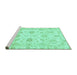 Sideview of Machine Washable Oriental Turquoise Modern Area Rugs, wshabs3398turq