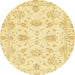 Round Abstract Mustard Yellow Oriental Rug, abs3398