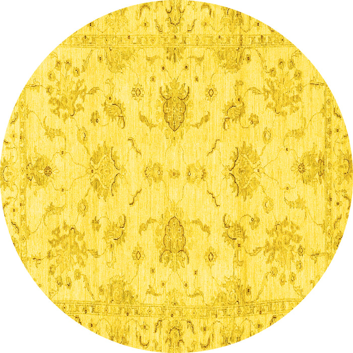 Round Oriental Yellow Modern Rug, abs3398yw