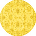 Round Oriental Yellow Modern Rug, abs3398yw