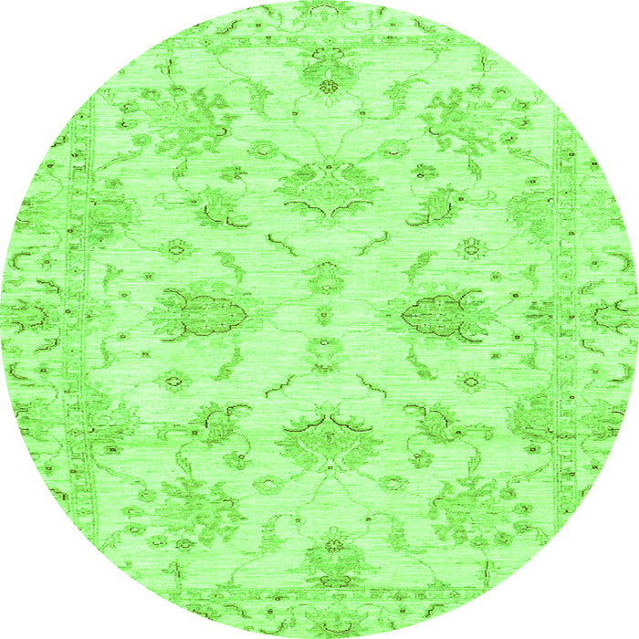 Round Machine Washable Oriental Green Modern Area Rugs, wshabs3398grn