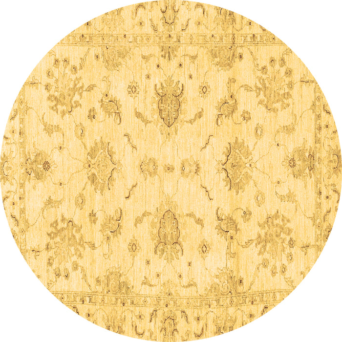 Round Machine Washable Oriental Brown Modern Rug, wshabs3398brn