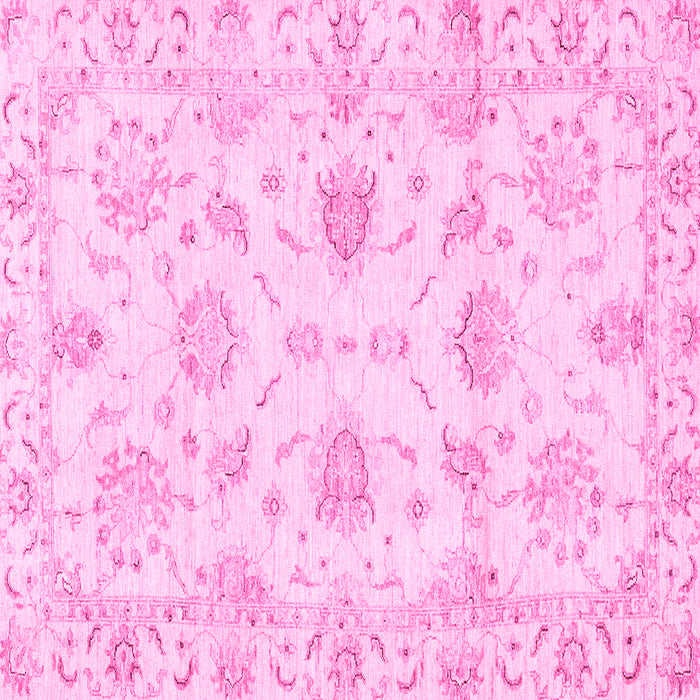Square Machine Washable Oriental Pink Modern Rug, wshabs3398pnk