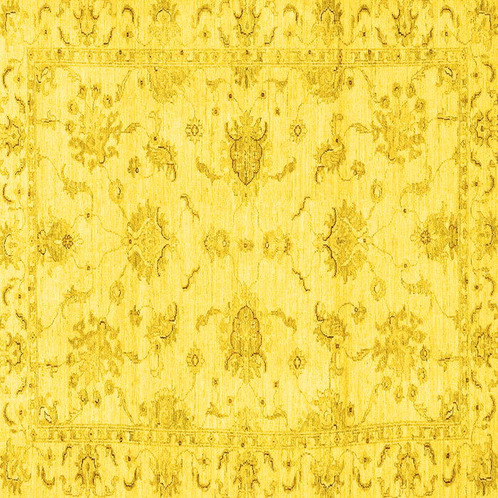 Square Machine Washable Oriental Yellow Modern Rug, wshabs3398yw