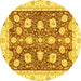 Round Oriental Yellow Modern Rug, abs3399yw