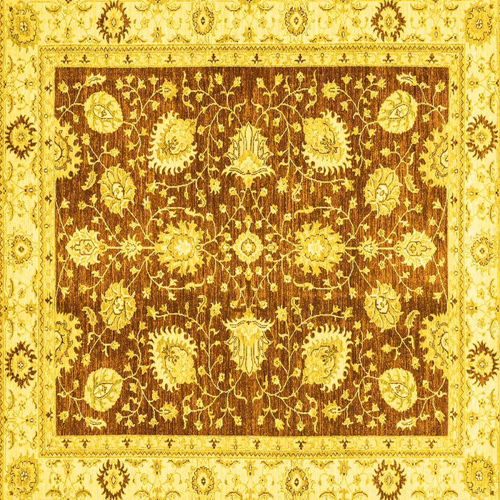 Square Machine Washable Oriental Yellow Modern Rug, wshabs3399yw