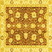 Square Machine Washable Oriental Yellow Modern Rug, wshabs3399yw