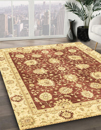 Abstract Mustard Yellow Oriental Rug, abs3399