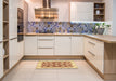 Abstract Mustard Yellow Oriental Rug in a Kitchen, abs3399