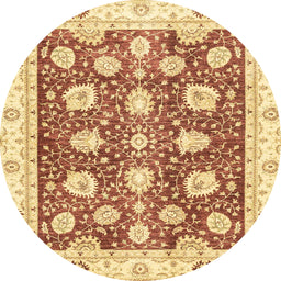 Round Machine Washable Abstract Mustard Yellow Rug, wshabs3399