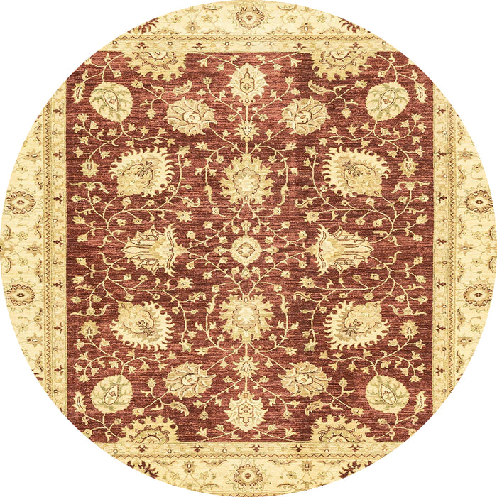 Round Machine Washable Abstract Mustard Yellow Rug, wshabs3399