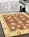 Abstract Mustard Yellow Oriental Rug in Family Room, abs3399