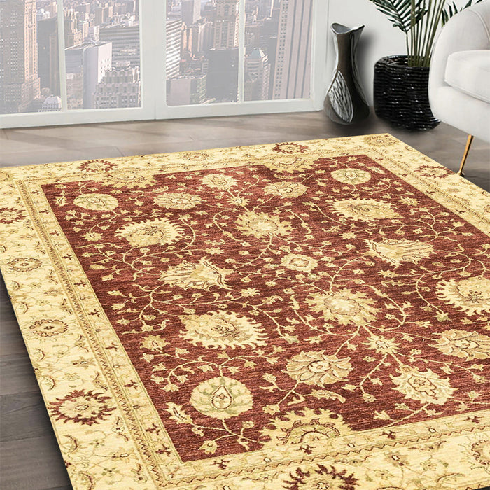 Machine Washable Abstract Mustard Yellow Rug in a Family Room, wshabs3399