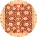 Round Machine Washable Oriental Orange Modern Area Rugs, wshabs3399org