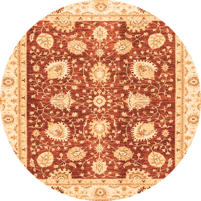 Round Oriental Orange Modern Rug, abs3399org