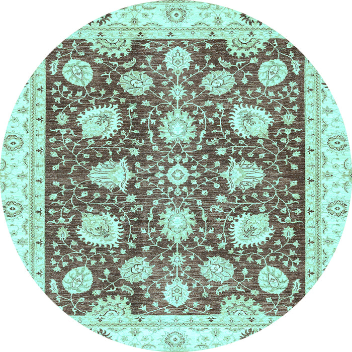 Round Oriental Light Blue Modern Rug, abs3399lblu