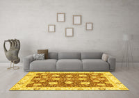 Machine Washable Oriental Yellow Modern Rug, wshabs3399yw