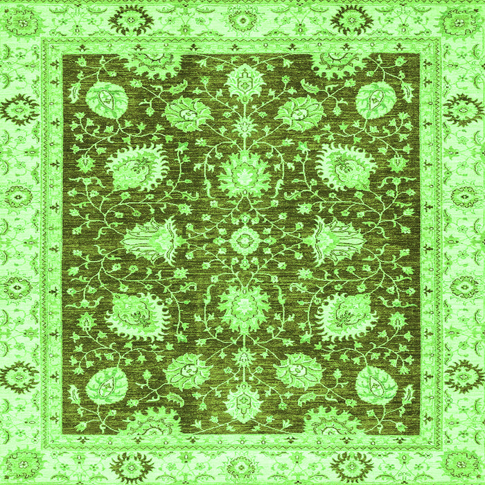 Square Machine Washable Oriental Green Modern Area Rugs, wshabs3399grn