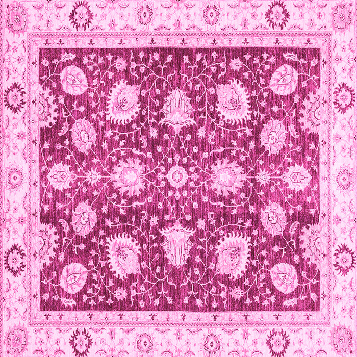 Square Machine Washable Oriental Pink Modern Rug, wshabs3399pnk