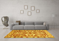 Machine Washable Abstract Yellow Modern Rug, wshabs339yw