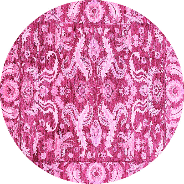 Round Abstract Pink Modern Rug, abs339pnk