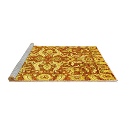 Sideview of Machine Washable Abstract Yellow Modern Rug, wshabs339yw