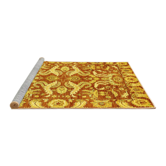 Sideview of Machine Washable Abstract Yellow Modern Rug, wshabs339yw