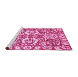 Sideview of Machine Washable Abstract Pink Modern Rug, wshabs339pnk