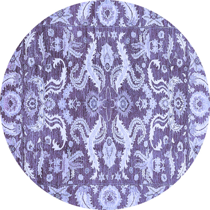 Round Abstract Blue Modern Rug, abs339blu
